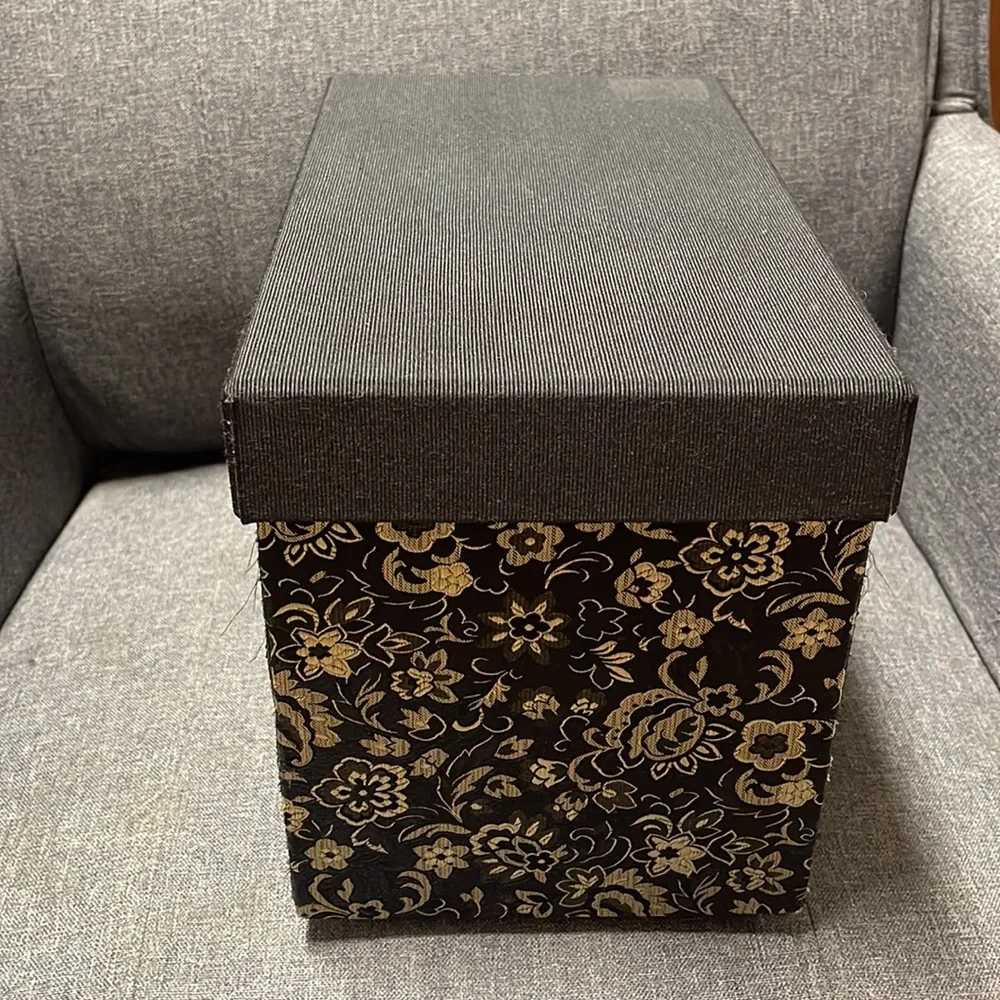 Gold Floral Fabric Covered Memory Box